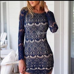 xenia boutique navy long sleeve dress